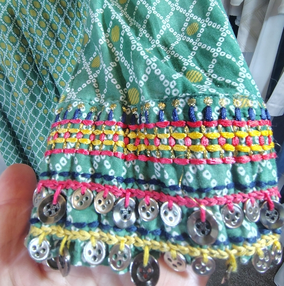 Biba Bohemian Maxi Dress, Patterned Green/Yellow Long Sleeve Ends/Buttons, 6 - Picture 12 of 16